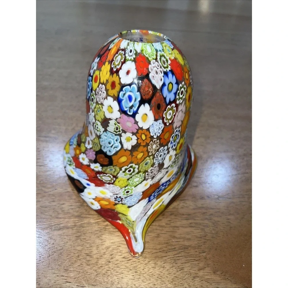 Vintage Murano Millefiori Art Glass Bell Pendant Light Lamp Shade Calotta
